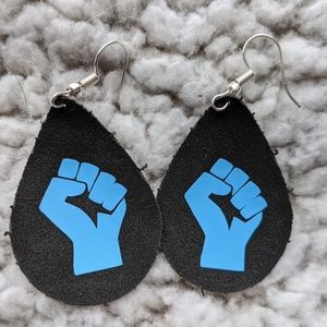 BLM Fist faux leather earrings
